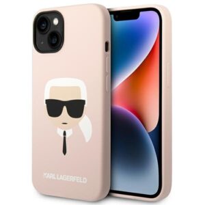 karl lagerfeld klhmp14mslkhlp iphone 14 plus 6,7" hardcase jasnoróżowy/light pink silicone karl`s head magsafe