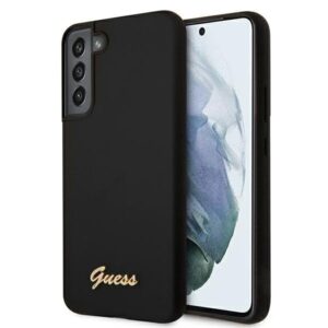 guess guhcs22mlslmgbk s22+ s906 czarny/black hardcase silicone script metal logo