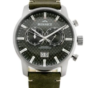 zegarek męski bisset bscf19 - tytanowy - chronograf (zb088b)