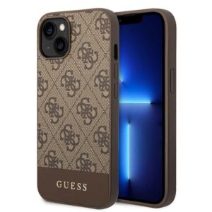 guess guhcp14mg4glbr iphone 14 plus 6,7" brązowy/brown hard case 4g stripe collection