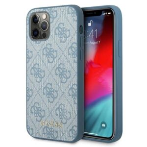 guess guhcp12mg4gfbl iphone 12 / 12 pro 6,1" niebieski/blue hard case 4g metal gold logo