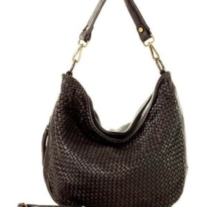 torebka skórzana pleciona na ramię high quality hobo leather bag - marco mazzini czarna