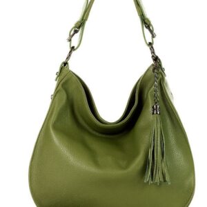 torebka skórzana eleganc sacco marco mazzini - zieleń khaki militare