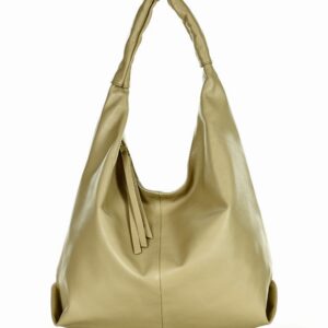 torebka skórzana worek na ramię tote bag smooth leather marco mazzini beż taupe