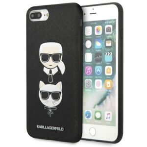 karl lagerfeld klhci8lsakickcbk iphone 7 plus / 8 plus czarny/black hardcase saffiano ikonik karl&choupette head