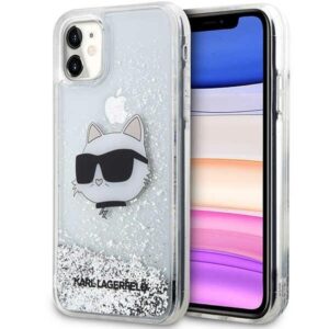 karl lagerfeld klhcn61lnchcs iphone 11/ xr srebrny/silver hardcase glitter choupette head