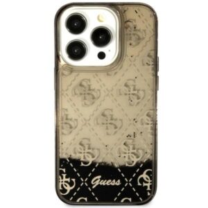 guess guhcp14slc4psgk iphone 14 6.1" czarny/black hardcase liquid glitter 4g transculent