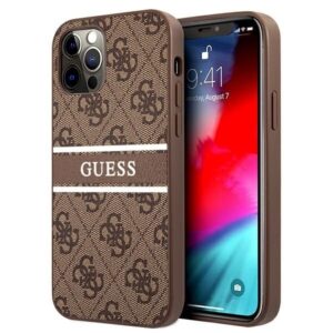 guess guhcp12m4gdbr iphone 12/12 pro 6,1" brązowy/brown hardcase 4g stripe