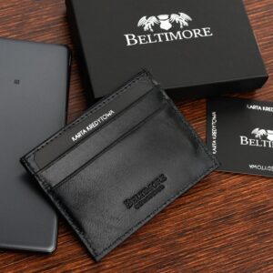 etui na dokumenty karty czarne skórzane slim beltimore g93