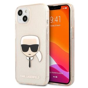 karl lagerfeld klhcp13skhtuglgo iphone 13 mini 5,4" złoty/gold hardcase glitter karl`s head