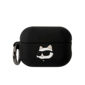 karl lagerfeld klap2runchk airpods pro 2 cover czarny/black silicone choupette head 3d