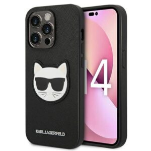 karl lagerfeld klhcp14lsapchk iphone 14 pro 6,1" hardcase czarny/black saffiano choupette head patch