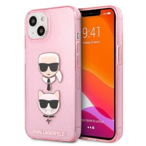 karl lagerfeld klhcp13skctuglp iphone 13 mini 5,4" różowy/pink hardcase glitter karl`s & choupette