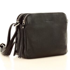 torebka skórzana crossbody listonoszka dwie komory - marco mazzini czarna