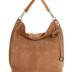 torebka skórzana ponadczasowa worek na ramię xl hobo bag marco mazzini nubuk brudny róż