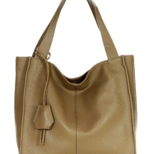 modna torebka damska skórzany shopper bag - marco mazzini portofino max beżowy taupe