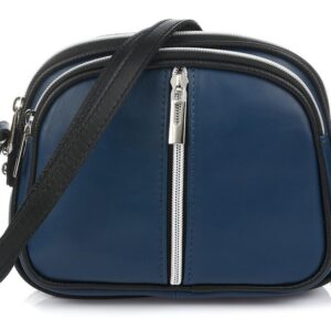 granatowa 3-komorowa skórzana listonoszka vera pelle k53