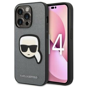karl lagerfeld klhcp14xsapkhg iphone 14 pro max 6,7" srebrny/silver hardcase saffiano karl`s head patch