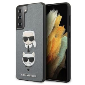 karl lagerfeld klhcs21msakickcsl s21+ g996 srebrny/silver hardcase saffiano ikonik karl&choupette head