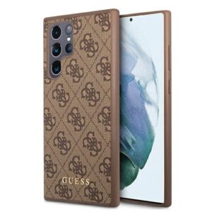 guess guhcs22lg4gfbr s22 ultra s908 brązowy/brown hard case 4g metal gold logo