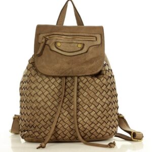 marco mazzini miejski plecak skórzany genuine leather handmade classic beż taupe