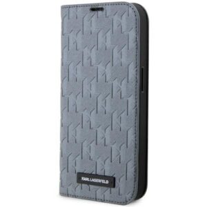 karl lagerfeld klbkp14xsaklhpg iphone 14 pro max 6.7" bookcase srebrny/silver saffiano monogram