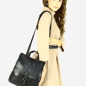 plecak skórzany minimalizm old look leather backpack - marco mazzini czarny