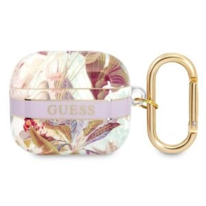 guess gua3hhflu airpods 3 cover fioletowy/purple flower strap collection