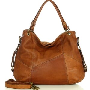 marco mazzini miejska torebka skórzana na ramię city sholder handmade bag brąz camel