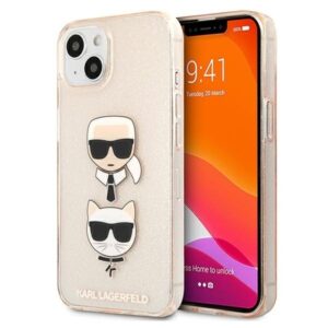 karl lagerfeld klhcp13skctuglgo iphone 13 mini 5,4" złoty/gold hardcase glitter karl`s & choupette
