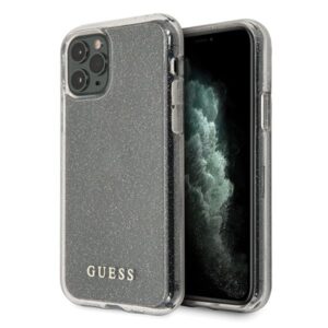 guess guhcn65pcglsi iphone 11 pro max srebrny/silver hard case glitter