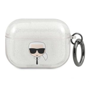 karl lagerfeld klapukhgs airpods pro cover srebrny/silver glitter karl`s head