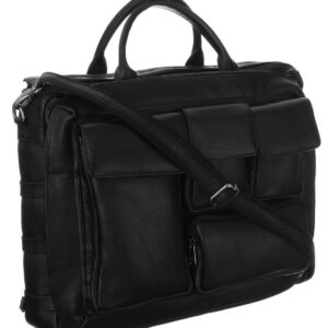 elegancka skórzana torba na laptopa ze schowkami