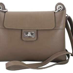 torebka damska skórzana crossbody - beżowa ciemna