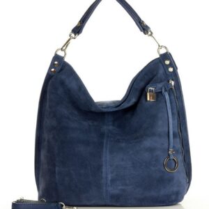 torebka skórzana ponadczasowy design worek na ramię xl hobo leather bag - marco mazzini nubuk granat