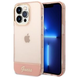 guess guhcp14lhgcop iphone 14 pro 6,1" różowy/pink hardcase translucent