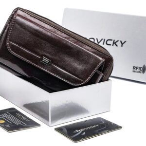 skórzane etui na pasek z miejscem na karty i dokumenty, rfid - rovicky