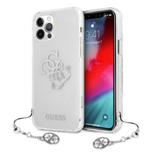 guess guhcp12lks4gsi iphone 12 pro max 6,7" transparent hardcase 4g silver charms collection
