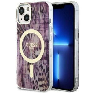 guess guhmp14shleopwp iphone 14 6.1" różowy/pink hardcase leopard magsafe