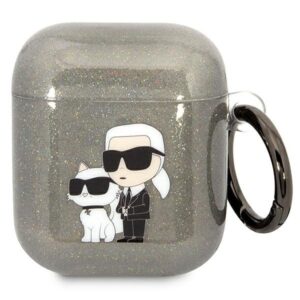 karl lagerfeld kla2hnkctgk airpods 1/2 cover czarny/black gliter karl&choupette