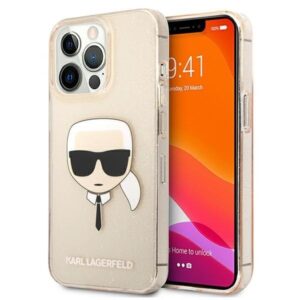 karl lagerfeld klhcp13lkhtuglgo iphone 13 pro / 13 6,1" złoty/gold hardcase glitter karl`s head