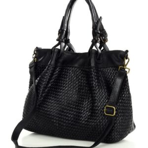 torba pleciona uniwersalny kuferek skórzany it leather bag - marco mazzini czarny