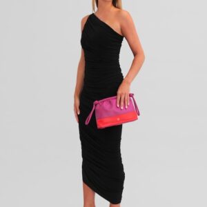 dudu genuine leather clutch bag for women, coloured pouch with drawstring and crossbody shoulder strap