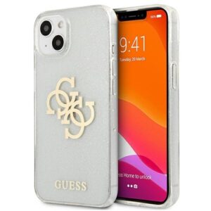 guess guhcp13spcugl4gtr iphone 13 mini 5,4" transparent hard case glitter 4g big logo