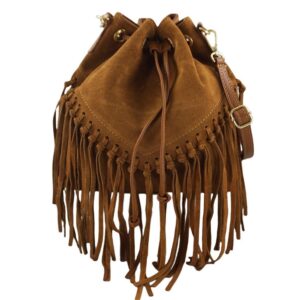 torebka skórzana boho style - brązowa jasna