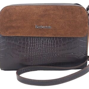 stylowa torebka crossbody trzykomorowa - brązowa ciemna