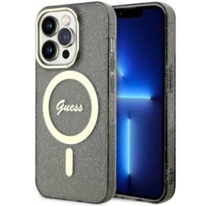 guess guhmp14xhcmcgk iphone 14 pro max 6.7" czarny/black hardcase glitter gold magsafe