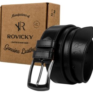 pasek męski ze skóry naturalnej licowej o stebnowanych brzegach — rovicky