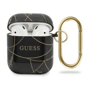 guess guaca2tpuchbk airpods cover czarny/black gold chain collection