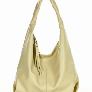 torebka skórzana worek na ramię tote bag smooth leather marco mazzini ivory beżowy